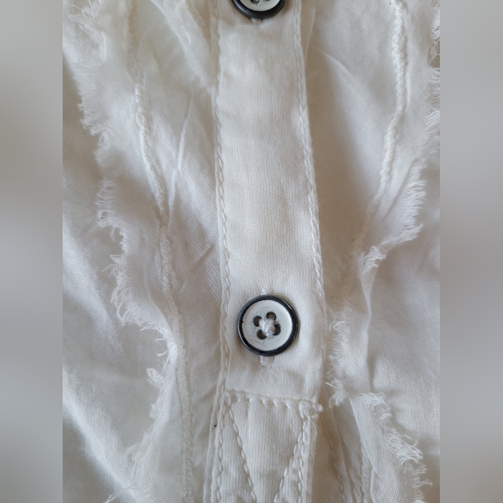 Free People White Ruffled Button-Front Blouse - Picture 12 of 16